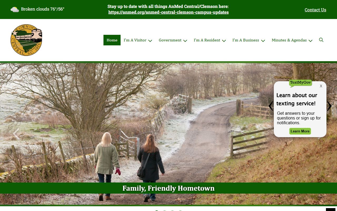 City of Central website for Central warrant records and police department information