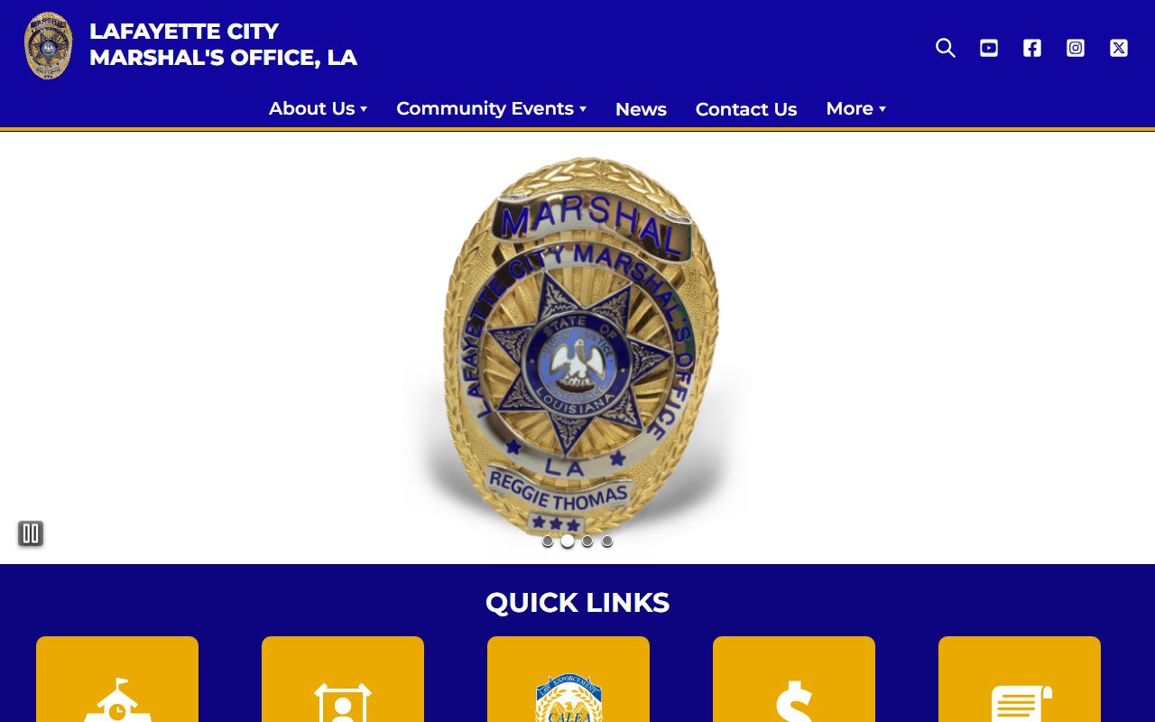 Lafayette City Marshal website with active warrant lookup for Lafayette warrant records