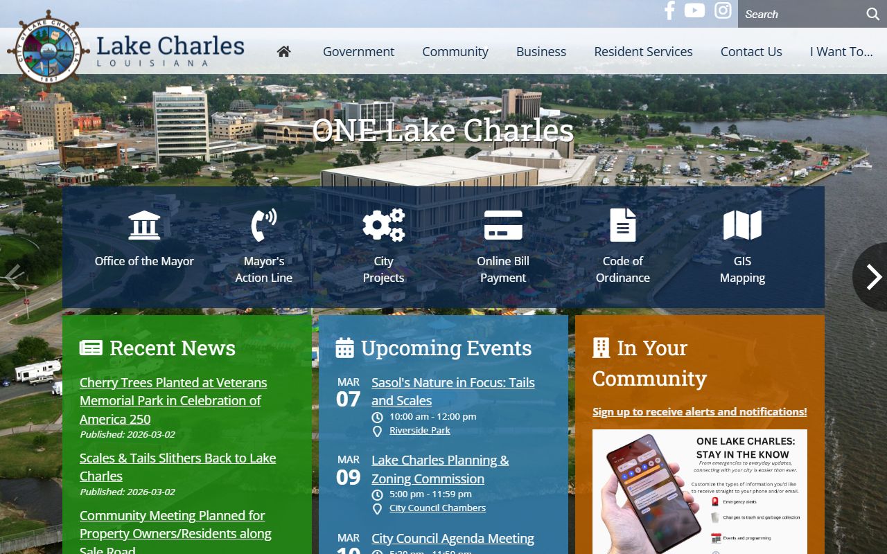 City of Lake Charles website for Lake Charles warrant records information
