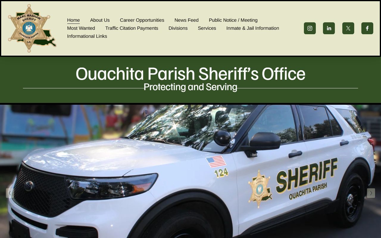 Ouachita Parish Sheriff's Office website for searching Monroe warrant records