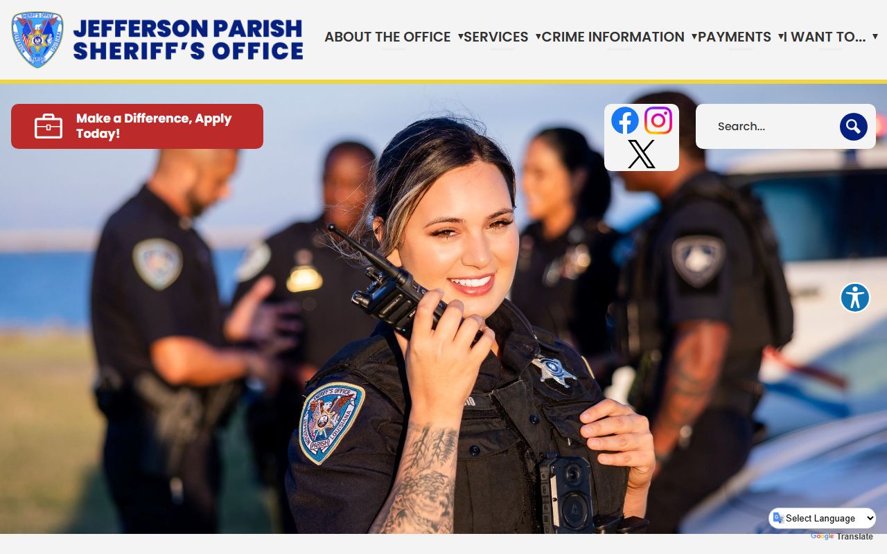 Jefferson Parish Sheriff's Office website for Terrytown warrant records search