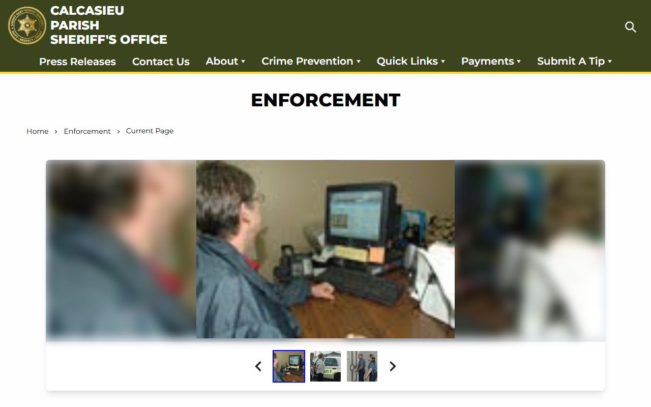 Calcasieu Parish Sheriff's Office Warrants Division page for Calcasieu Parish warrant records