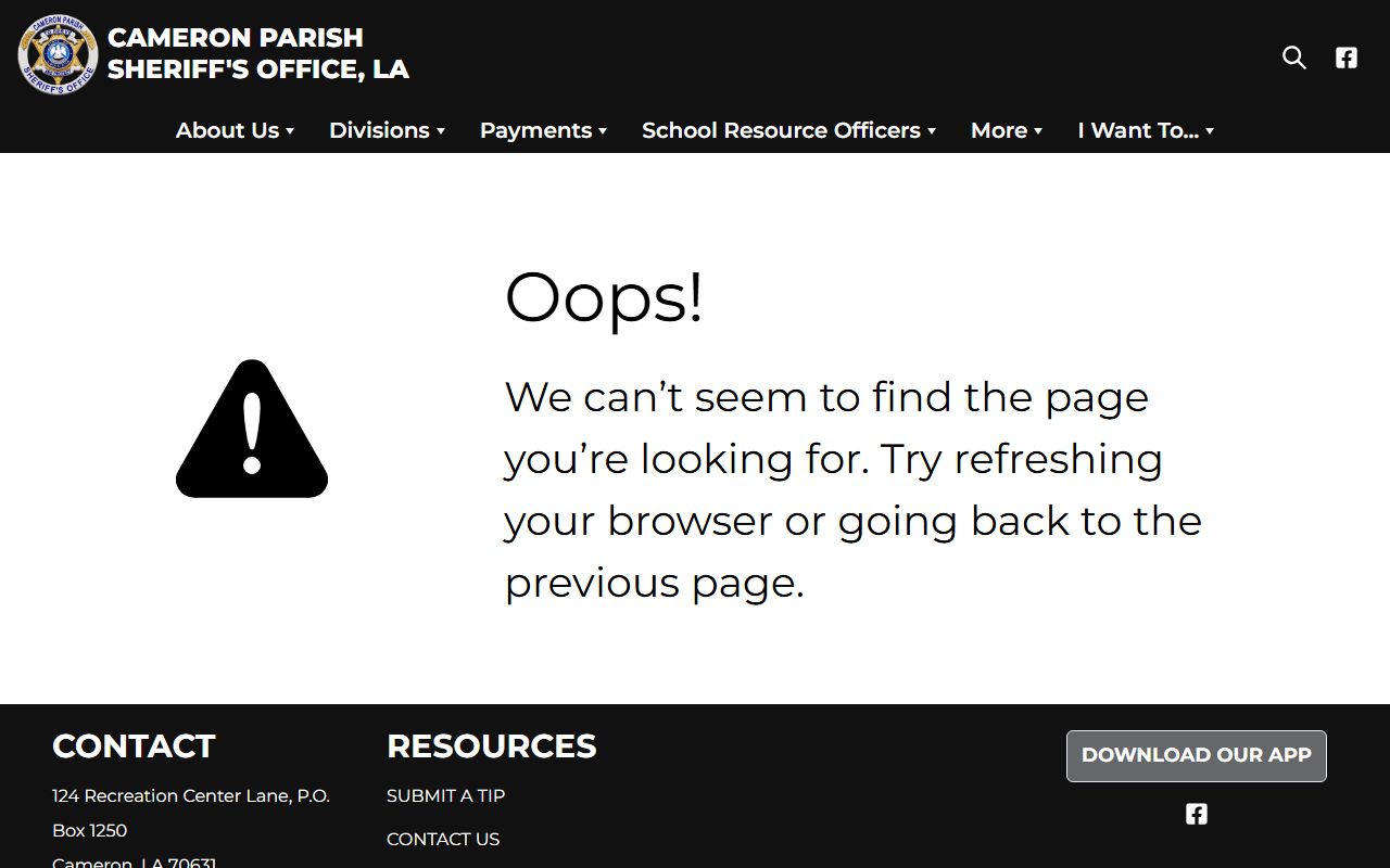 Cameron Parish Most Wanted page for high-priority warrant records in Cameron Parish