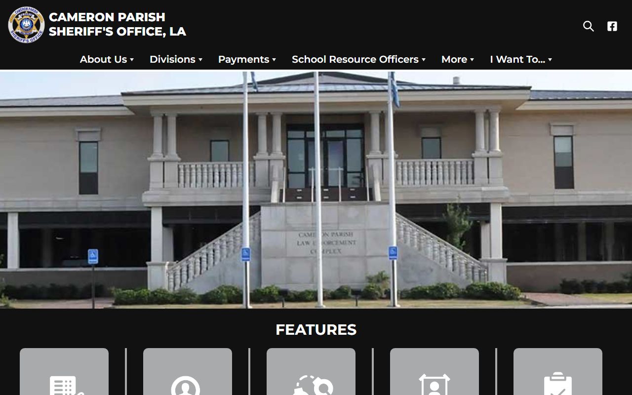 Cameron Parish Sheriff's Office homepage for searching Cameron Parish warrant records