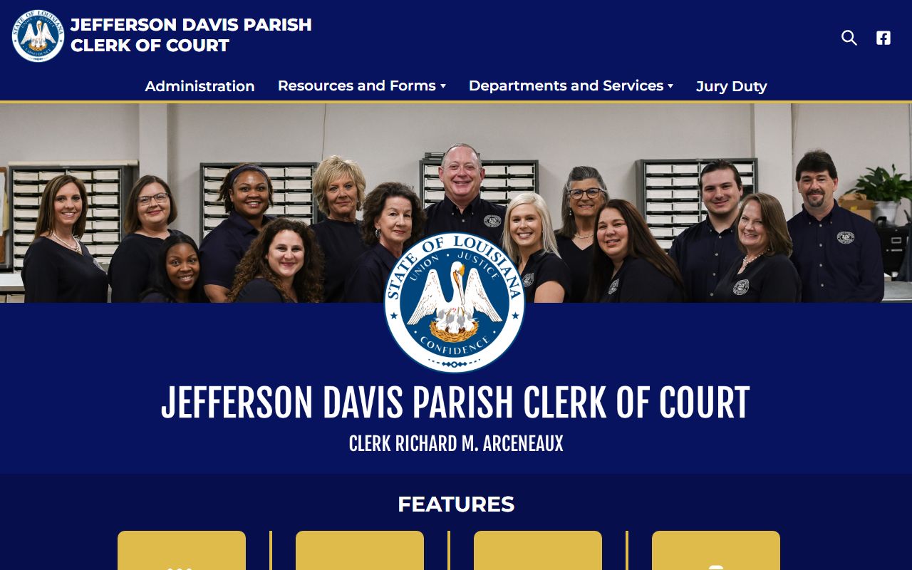 Jefferson Davis Parish Clerk of Court website for warrant records access