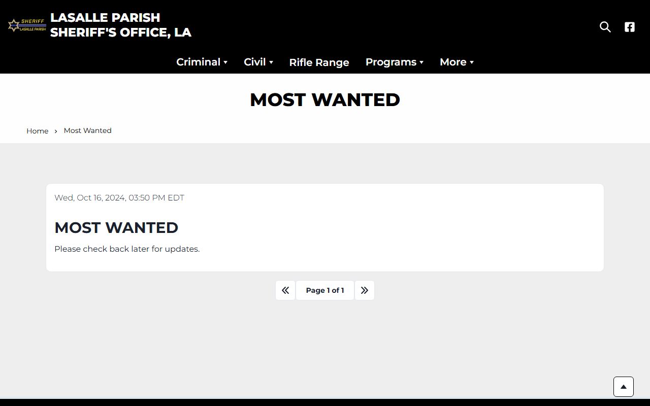 LaSalle Parish most wanted list with active warrant records