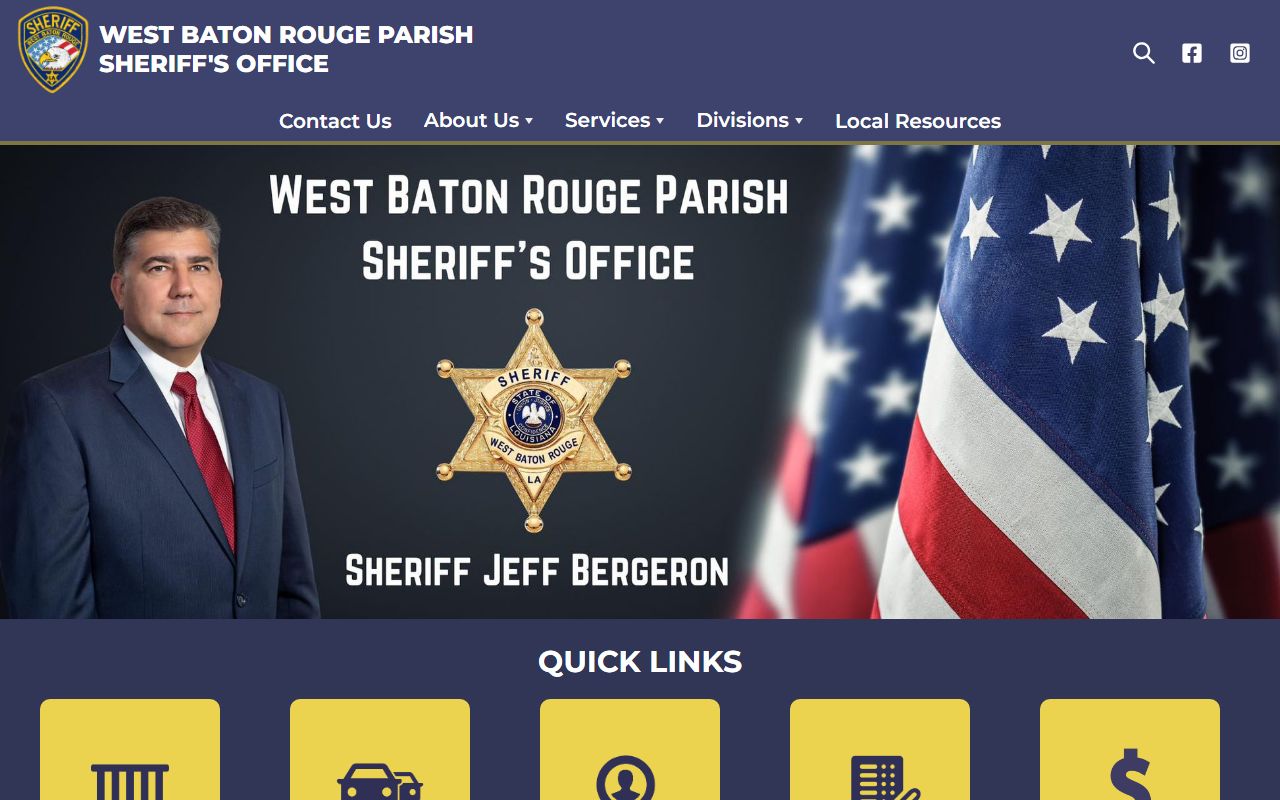 West Baton Rouge Parish Sheriff's Office homepage for West Baton Rouge Parish warrant records